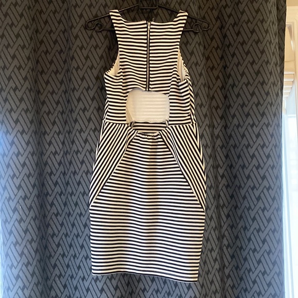 Black and White Striped Fitted Dress - Picture 2 of 4